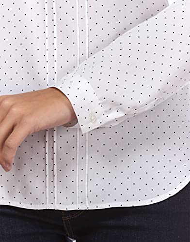 Vincenzo Boretti Blusa, Corte Recto, Cuello Barco Blanco/Azul Oscuro L