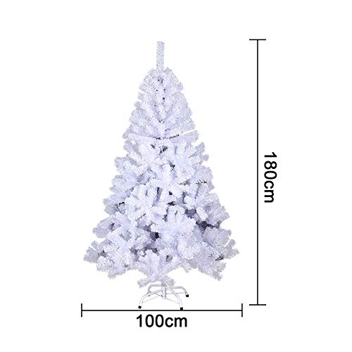 vingo Árbol de Navidad Artificial, 180cm Blanco Pino Arbol para Decoración Navideña Nevado de Picea, Aguja de Pino, con Soporte