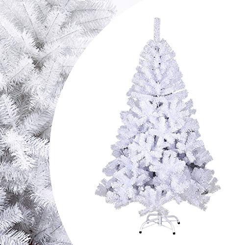 vingo Árbol de Navidad Artificial, 180cm Blanco Pino Arbol para Decoración Navideña Nevado de Picea, Aguja de Pino, con Soporte