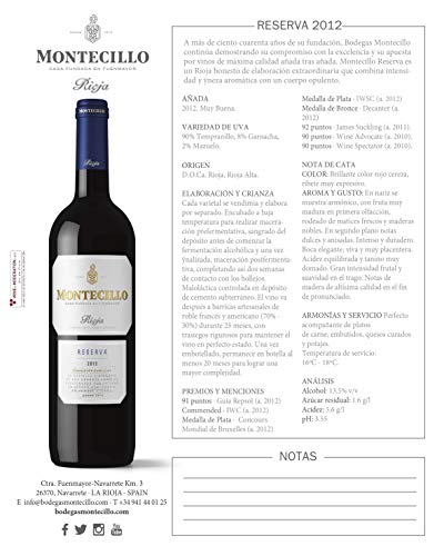 Vino Tinto D.O. Rioja Montecillo Reserva, 75cl