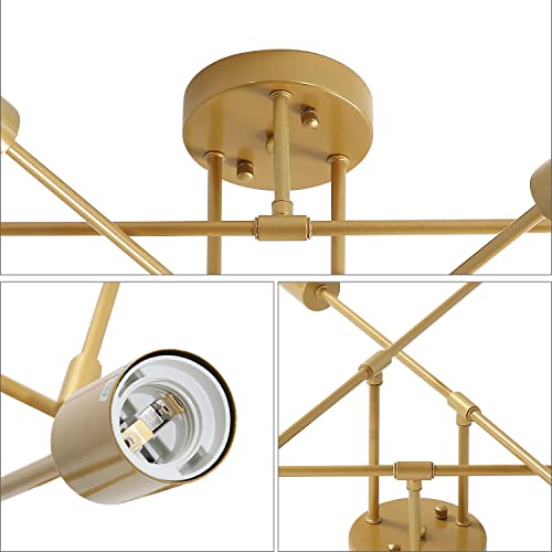 Vintage Lámpara Colgante de Techo con 6 Luces E27 Lámparas de techo en Metal Moderno Lámpara de Araña Techo para Dormitorio Sala de Estar Cocina Salón Comedor Pasillo (Sin bombilla)