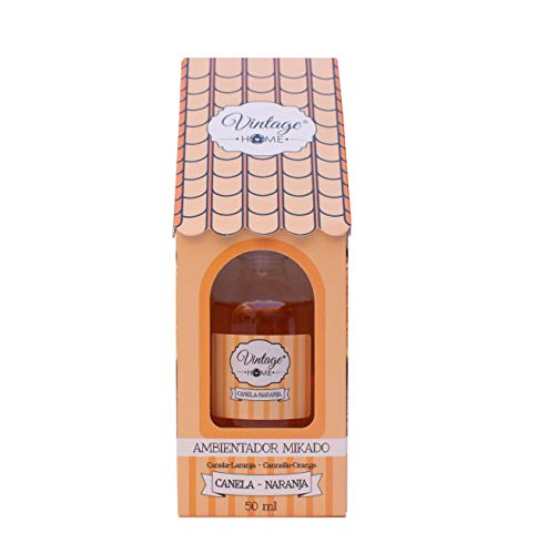 VINTAGE PARFUM. Pack de ambientación para Coche y hogar. con Fragancia a Mango y Canela-Naranja (Mikado, Pulverizable para casa, Colgante Coche, Pulverizable Auto).