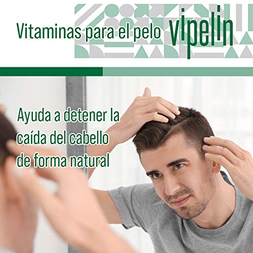 VIPELÍN FORTE | Vitaminas para el pelo, tratamiento caída del cabello | Específico para hombre | Ingredientes 100% naturales | FABRICADO EN ESPAÑA
