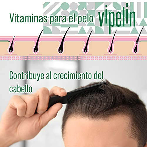 VIPELÍN FORTE | Vitaminas para el pelo, tratamiento caída del cabello | Específico para hombre | Ingredientes 100% naturales | FABRICADO EN ESPAÑA