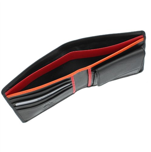 Visconti Colección Bond M Cartera de Cuero para Hombre BD10 Bloqueo RFID Negro/Naranja/Rojo