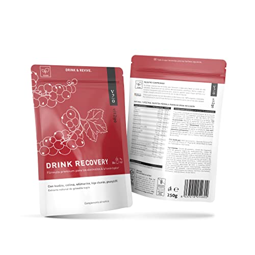 Vit2go DRINK RECOVERY (25 porciones) - Polvo electrolítico, desintoxicación y rehidratación del hígado, polvo de recuperación matutina con vitaminas, colina, flor de Kudzu, cardo mariano y L-cisteína