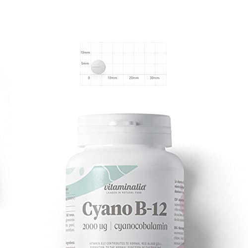 Vitamina B12 de Vitaminalia | Cianocobalamina 2000 mcg | Suministro para 1 Año (12 Meses) | Suplemento para Veganos y Vegetarianos | Vegano, Sin Gluten, Sin Lactosa, 365 Tabletas