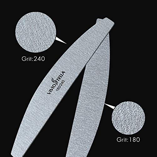 Vivid Stella Limas de Uñas Profesionales 180/240 Gel Lima Uñas de Doble Cara Barco Gris Lima de Uñas de Doméstico de Salones 10Pcs