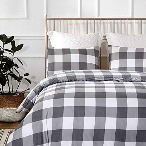 Vivilineneu Juego de Ropa de Cama 150， 3 Piezas Juego de Sabanas de Fibra de Poliéster 200x200cm, Fundas Nordicas Cama Gris Blanco Celosía, Incluye 1 Funda de Edredón y 2 Fundas de Almohada