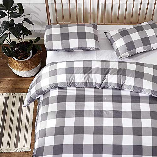 Vivilineneu Juego de Ropa de Cama 150， 3 Piezas Juego de Sabanas de Fibra de Poliéster 200x200cm, Fundas Nordicas Cama Gris Blanco Celosía, Incluye 1 Funda de Edredón y 2 Fundas de Almohada