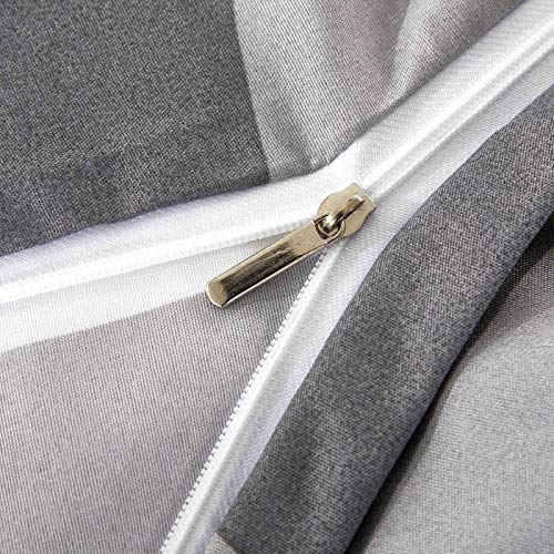 Vivilineneu Juego de Ropa de Cama 150， 3 Piezas Juego de Sabanas de Fibra de Poliéster 200x200cm, Fundas Nordicas Cama Gris Blanco Celosía, Incluye 1 Funda de Edredón y 2 Fundas de Almohada