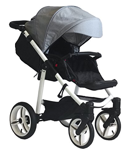 Vizaro ONYX 2022 Trío 3 en 1 - Carrito Bebé GAMA ALTA - MARCA ESPAÑOLA - Ligero y funcional - Garantía 3 Años - Textil GRIS Chasis BLANCO