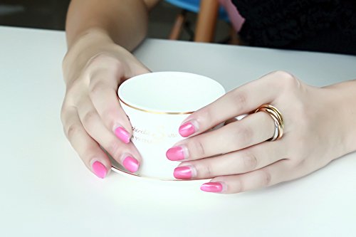 VNOX Acero Inoxidable Tri Color Oro,Rosa,Tono de Plata Bloqueado Anillo de Banda de Boda para Las Mujeres