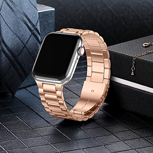 Vobafe Compatible con Correa Apple Watch 41mm 40mm 38mm SE, Pulsera de Repuesto de Metal de Acero Inoxidable Compatible con iWatch Series 7 6 5 4 3 2 1, Oro Real