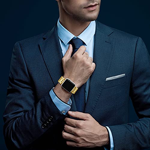 Vobafe Compatible con Correa Apple Watch 45mm 44mm 42mm SE, Pulsera de Repuesto de Metal de Acero Inoxidable Compatible con iWatch Series 7 6 5 4 3 2 1, Oro