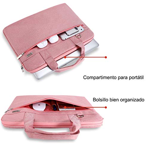 Voova Protectora de 360 Maletin Funda Portatil 14-15.6 Pulgada para Mujer, Bolsa Ordenador portatil Impermeable Compatible con Macbook Pro 15/16,DELL XPS 15,HP Pavilion,Acer ASUS Chromebook, Rosado