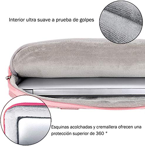 Voova Protectora de 360 Maletin Funda Portatil 14-15.6 Pulgada para Mujer, Bolsa Ordenador portatil Impermeable Compatible con Macbook Pro 15/16,DELL XPS 15,HP Pavilion,Acer ASUS Chromebook, Rosado