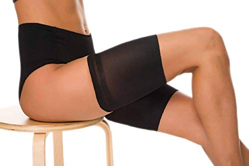 Voqeen Bandas de Elásticas elástico Anti-Chafing Bandas para Hombre y Mujer Muslo Previene las Rozaduras Bandas Antirozaduras Muslos (Negro+Skin,E:75-80CM)