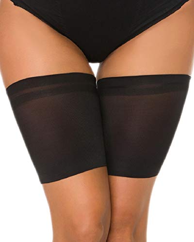 Voqeen Bandas de Elásticas elástico Anti-Chafing Bandas para Hombre y Mujer Muslo Previene las Rozaduras Bandas Antirozaduras Muslos (Negro+Skin,E:75-80CM)
