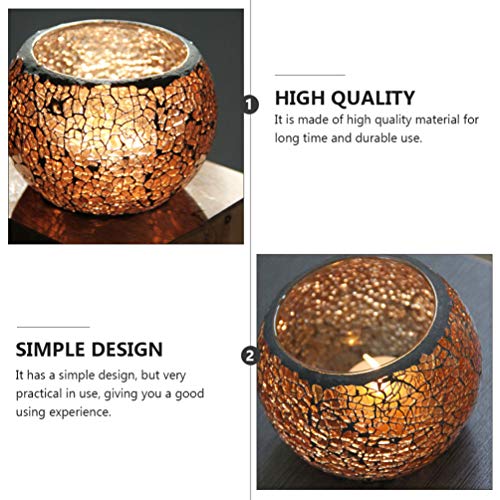 VORCOOL Tazón portavelas de cristal agrietado con forma de mosaico para velas decorativas perfumadas para bodas, hogares, centros de mesa (café)