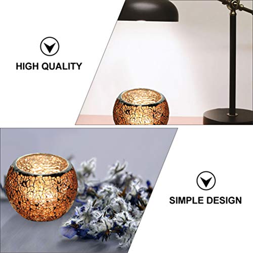 VORCOOL Tazón portavelas de cristal agrietado con forma de mosaico para velas decorativas perfumadas para bodas, hogares, centros de mesa (café)