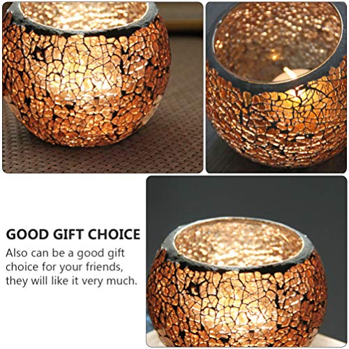 VORCOOL Tazón portavelas de cristal agrietado con forma de mosaico para velas decorativas perfumadas para bodas, hogares, centros de mesa (café)