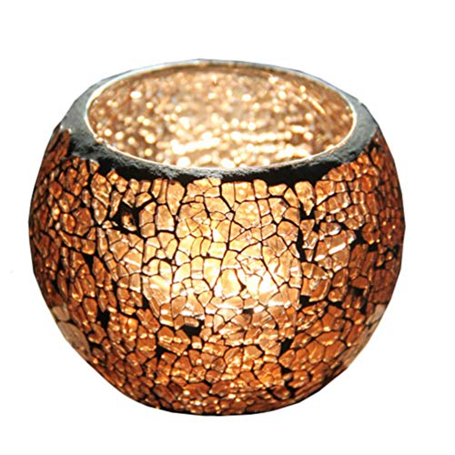 VORCOOL Tazón portavelas de cristal agrietado con forma de mosaico para velas decorativas perfumadas para bodas, hogares, centros de mesa (café)