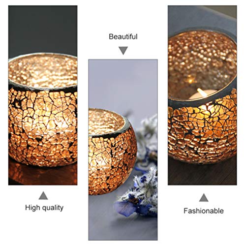 VORCOOL Tazón portavelas de cristal agrietado con forma de mosaico para velas decorativas perfumadas para bodas, hogares, centros de mesa (café)