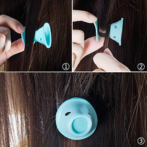 Vordas Welecoco Silicona Rulos para el Pelo,Sin Calor Suaves Bigudies Pelo Rizadores de Pelo Conjunto en Forma de Seta Magic Cuidado del Cabello Silicona Rulos, 40 unidadfes, Azul