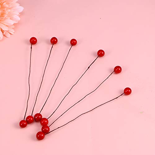 Vosarea 400 Pcs Elliptical Artificial Holly Berries on Wire for Christmas Decoration Floral Arrangement Wreaths and Holiday Decorations(Red)