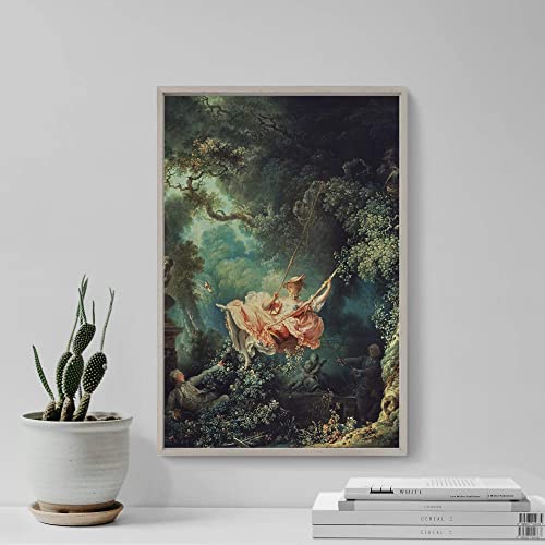 VOUERD Sin Marco 30x50cm Imprimir en Cartel de Lienzo Jean-Honore Fragonard - El Columpio (1767) - de una Pintura