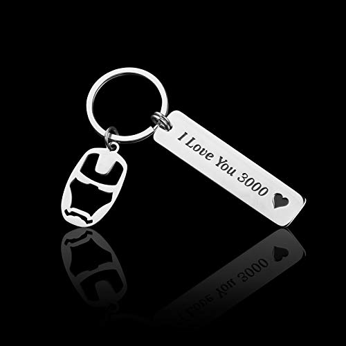 VU100 Llavero con Texto en inglés I Love You 3000 para Hombres Mujeres Niños Adolescentes, fanáticos de los Vengadores, Iron Man, inspiración de cumpleaños, San Valentín Regalo