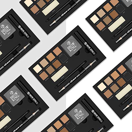 W7 | Kit Completo de Cejas y Ojos The Brow King | Peina, Da Forma y Define | Esenciales: Bandeja de Mezcla, Cera, Gel, Iluminador y Pincel de Aplicación | Colores de Sombras Ojos y Cejas
