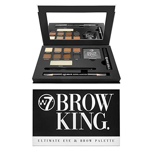 W7 | Kit Completo de Cejas y Ojos The Brow King | Peina, Da Forma y Define | Esenciales: Bandeja de Mezcla, Cera, Gel, Iluminador y Pincel de Aplicación | Colores de Sombras Ojos y Cejas