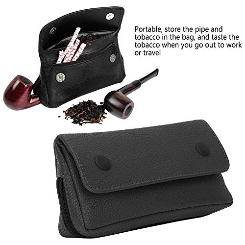 Wandisy Venta Loca Bolsa de Estuche para Bolsa de Pipa de Tabaco, Bolsa de Soporte de Tabaco de Pipa de Cuero de PU portátil Bolsa de Almacenamiento Impermeable(Negro)