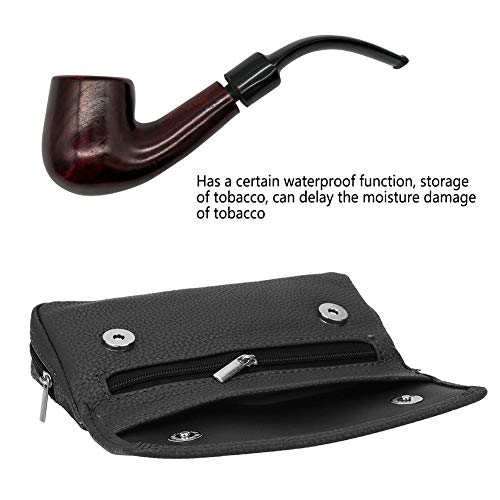 Wandisy Venta Loca Bolsa de Estuche para Bolsa de Pipa de Tabaco, Bolsa de Soporte de Tabaco de Pipa de Cuero de PU portátil Bolsa de Almacenamiento Impermeable(Negro)