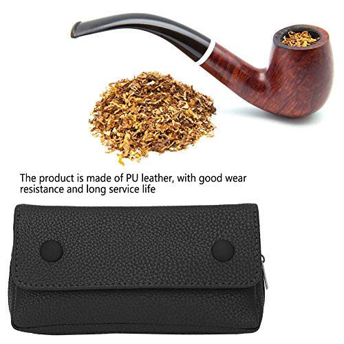 Wandisy Venta Loca Bolsa de Estuche para Bolsa de Pipa de Tabaco, Bolsa de Soporte de Tabaco de Pipa de Cuero de PU portátil Bolsa de Almacenamiento Impermeable(Negro)