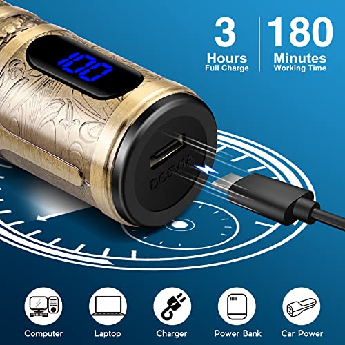 WANFEI Cortadora de Cabello Eléctrica, Cortadora de Cabello Profesional Inalámbrica Recortadora de Barba Recargable USB T-Blade Pantalla Led para Hombres Peluquería