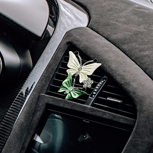 WanQ Difusor de Clip de Perfume para ventilación de Aire Acondicionado de Coche - Difusor de ambientadores de Mariposa Doble con Diamantes de imitación Brillantes, Accesorios de Interior de Coche
