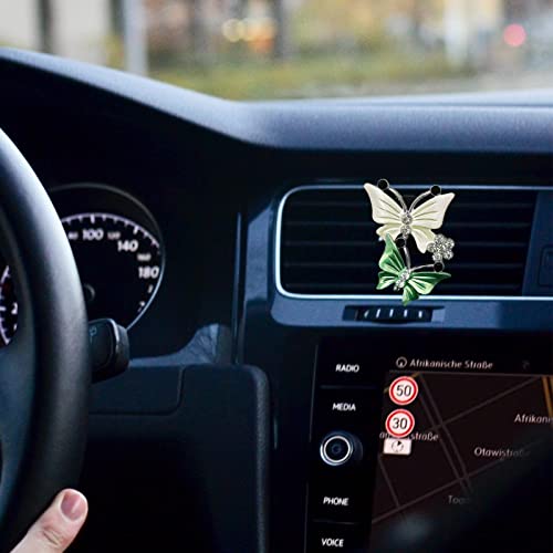 WanQ Difusor de Clip de Perfume para ventilación de Aire Acondicionado de Coche - Difusor de ambientadores de Mariposa Doble con Diamantes de imitación Brillantes, Accesorios de Interior de Coche