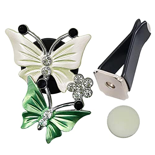 WanQ Difusor de Clip de Perfume para ventilación de Aire Acondicionado de Coche - Difusor de ambientadores de Mariposa Doble con Diamantes de imitación Brillantes, Accesorios de Interior de Coche