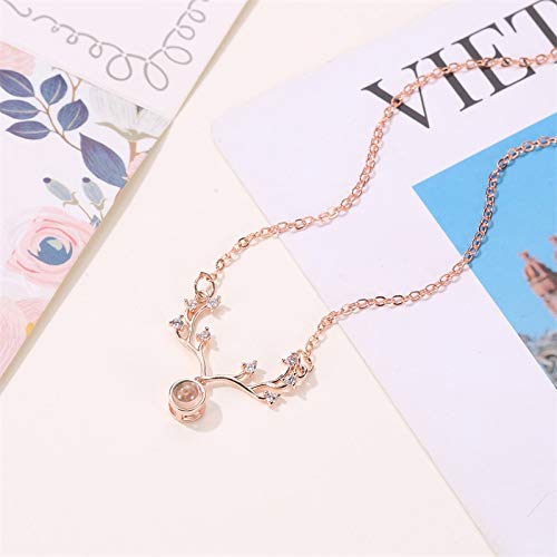 WATOS Collar con colgante de cuernas, joyería de moda para mujeres y niñas, regalo para sus joyas, fiestas, madres, aniversario, accesorio personalizado (oro)