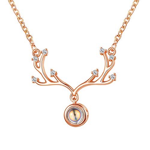 WATOS Collar con colgante de cuernas, joyería de moda para mujeres y niñas, regalo para sus joyas, fiestas, madres, aniversario, accesorio personalizado (oro)