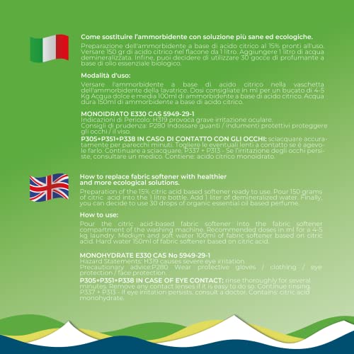 Wave Washing Acido Cítrico – Suavizante Natural – 100% SIN PLÁSTICO – 1 kg – 75 lavados – Antical - Desincrustante – Biodegradable