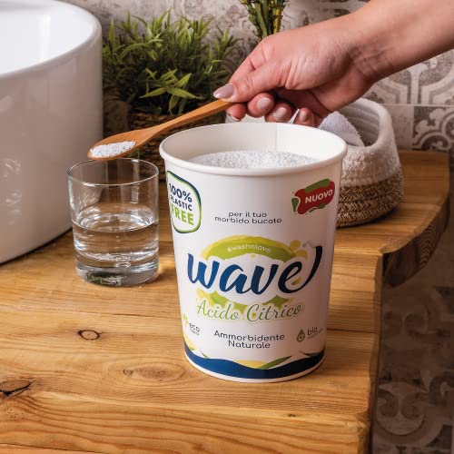 Wave Washing Acido Cítrico – Suavizante Natural – 100% SIN PLÁSTICO – 1 kg – 75 lavados – Antical - Desincrustante – Biodegradable
