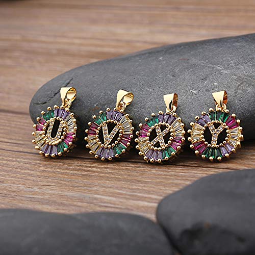 WDam Collar Multicolor con Inicial de Color Dorado, Collar con Dije de Letra, Nombre para Mujer, Accesorios, Regalo para Novia, C