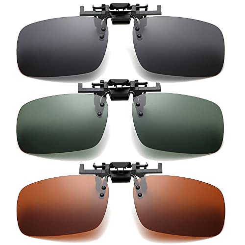 WDDT Clip para Gafas Polarizadas, 3 Pares Gafas Sol Clip, Gafas de Sol con Clip Polarizadas UV400, Antirreflejo Lente Sin Montura Abatible, Accesorio para Gafas, para Conducción y Al Aire Libre