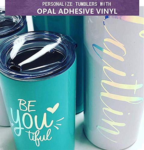 WDragon - Rollo de vinilo adhesivo holográfico permanente, para manualidades con diseño de ópalo brillante, 30 x 152 cm, 3 hojas, para herramientas Silhouette Cameo Cricut oro rosa