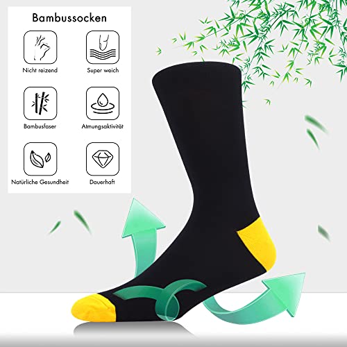 WeciBor Calcetines de bambú para hombre, pack de 6 unidades, transpirables, muy suaves, cómodos, informales, para hombre, 4 negros / 2 blancos (6 pares), L