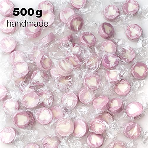 WeddingTree Caramelos Corazón Purpúreo para Wedding - 500g Caramelos Boda - Dulces en Forma de Corazón Mensaje para decoración de Mesa, para Bautizo, Wedding Favours de Boda, Día de la Madre